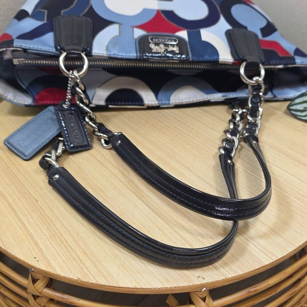 Coach Madison Op Art Chain Metallic Sateen Tote & Matching Zip Wallet Style 2123 - Picture 10 of 16